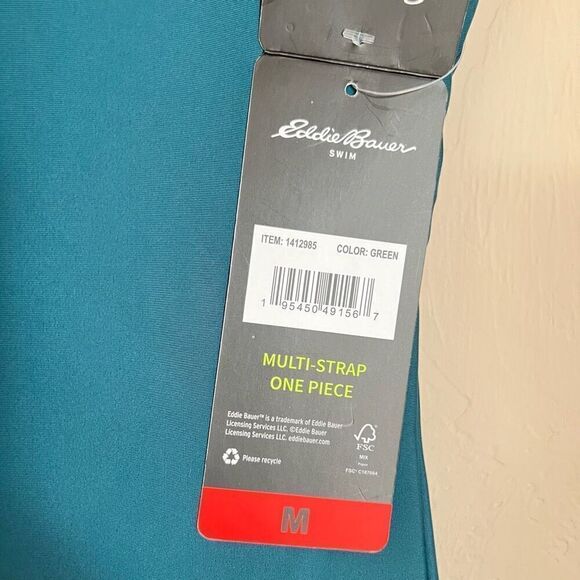 NWT Eddie Bauer One Piece Swimsuit Women’s Medium Bathing Suit Green High Neck - Picture 8 of 16